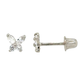 14K Yellow and White Gold Tiny Butterfly CZ Stud Earrings with Screw Back
