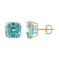 14K Yellow Gold Asscher Cut CZ Stud Earrings with Screw Back - 5mm to 10mm