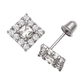 14K Yellow and White Gold CZ Birthstone Stud Earrings with Screw Back