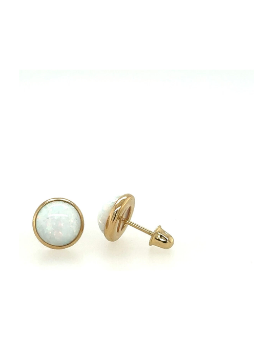 14K Yellow Gold Opal Stud Earrings with Screw Back - 3mm to 8mm