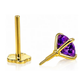 14K Yellow Gold CZ Birthstone Cartilage Barbell Earring with Screw Back - 2mm to 4mm