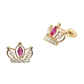 14K Yellow Gold Crown CZ Stud Earrings with Screw Back