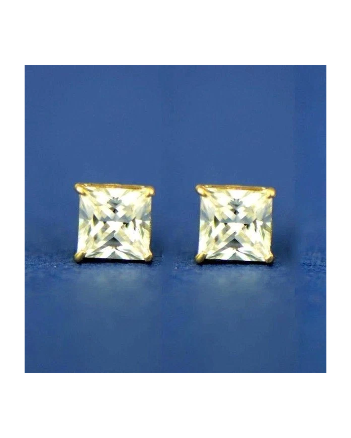 14K Yellow Gold Square CZ Stud Earrings with Screw Back - 3x3mm to 10x10mm