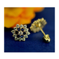 14K Yellow Gold Flower CZ Stud Earrings with Screw Back