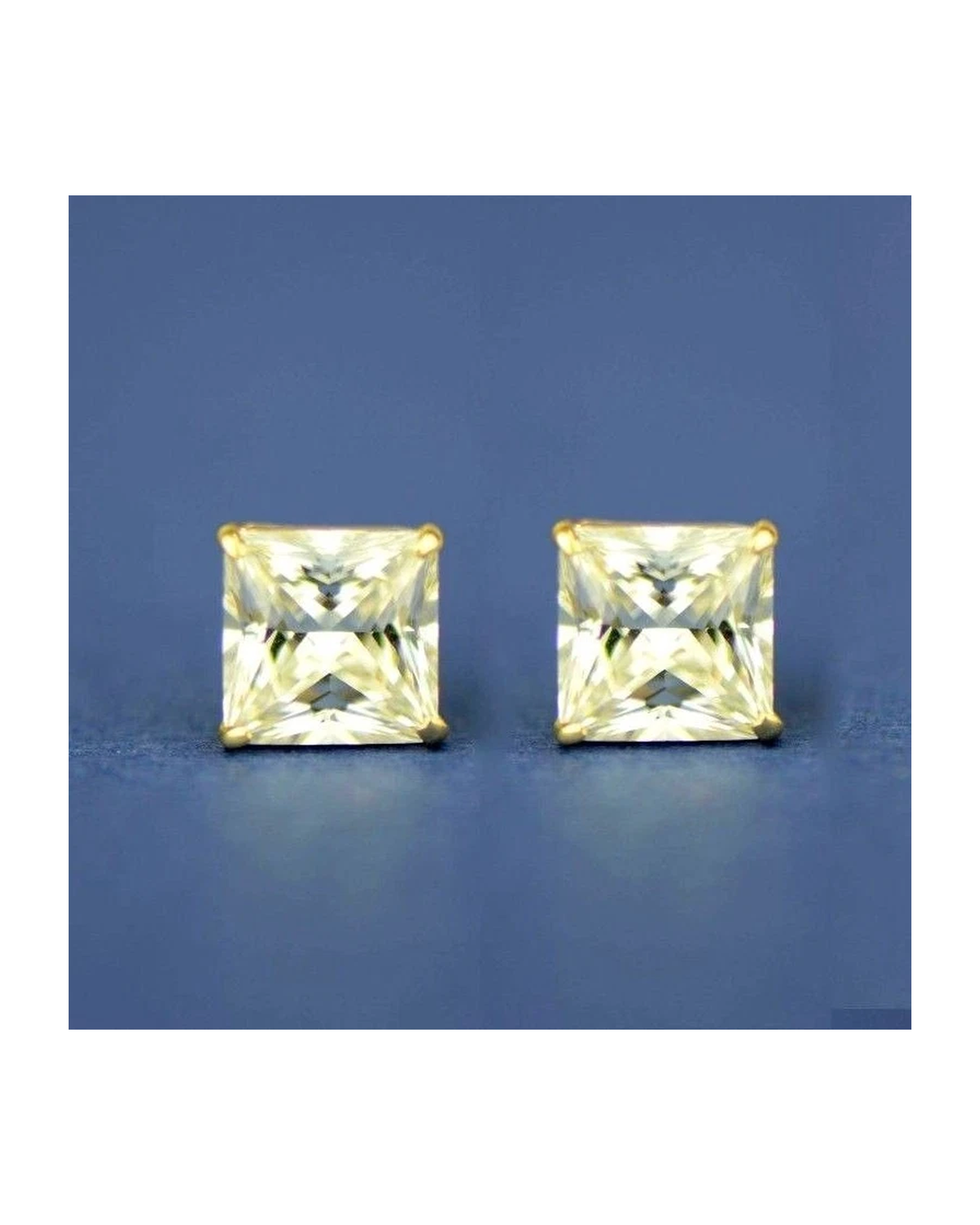 14K Yellow Gold Square CZ Stud Earrings with Screw Back - 3x3mm to 10x10mm