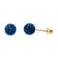 14K Yellow Gold Round Crystal Ball Stud Earrings with Screw Back - 10mm