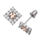 14K Yellow and White Gold CZ Birthstone Stud Earrings with Screw Back