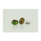 14K Yellow and White Gold Oval Opal Stud Earrings with Screw Back