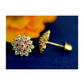 14K Yellow Gold Flower CZ Stud Earrings with Screw Back