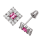 14K Yellow and White Gold CZ Birthstone Stud Earrings with Screw Back