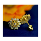 14K Yellow Gold Flower CZ Stud Earrings with Screw Back