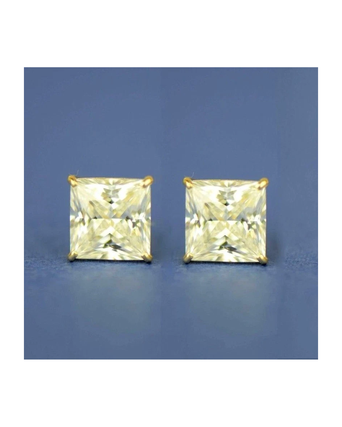 14K Yellow Gold Square CZ Stud Earrings with Screw Back - 3x3mm to 10x10mm