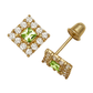14K Yellow and White Gold CZ Birthstone Stud Earrings with Screw Back