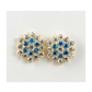 14K Yellow Gold Flower CZ Stud Earrings with Screw Back