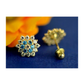 14K Yellow Gold Flower CZ Stud Earrings with Screw Back