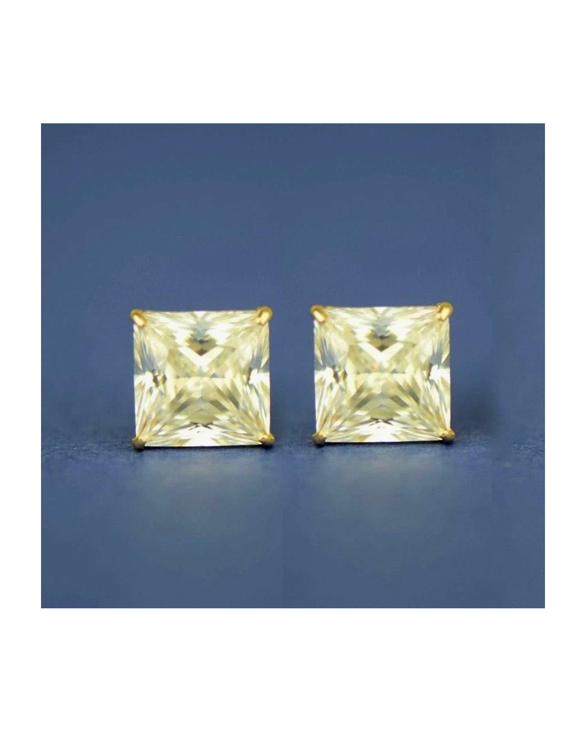 14K Yellow Gold Square CZ Stud Earrings with Screw Back - 3x3mm to 10x10mm