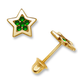 14K Yellow Gold Star CZ Stud Earrings with Screw Back