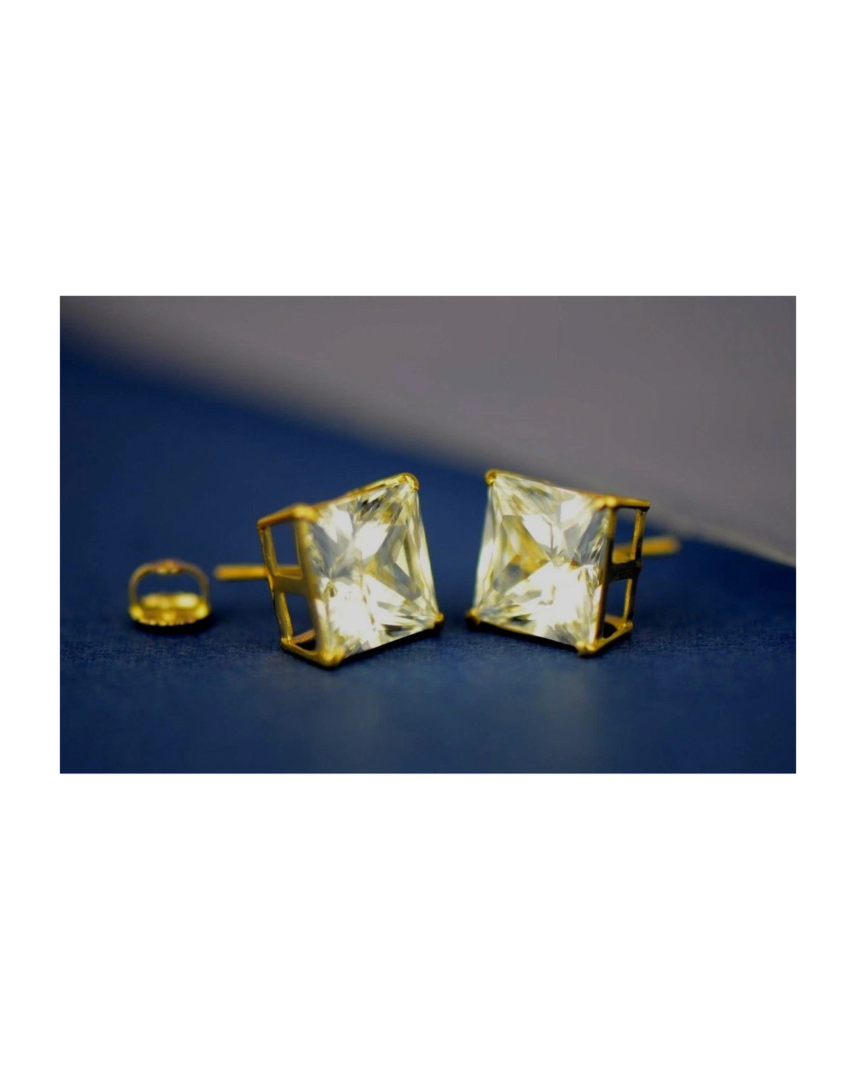 14K Yellow Gold Square CZ Stud Earrings with Screw Back - 3x3mm to 10x10mm