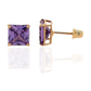 14K Yellow Gold Square Princess Cut CZ Birthstone Stud Earrings with Screw Back - 3mm to 7mm