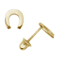14K Yellow and White Gold Horseshoe Stud Earrings with Screw Back