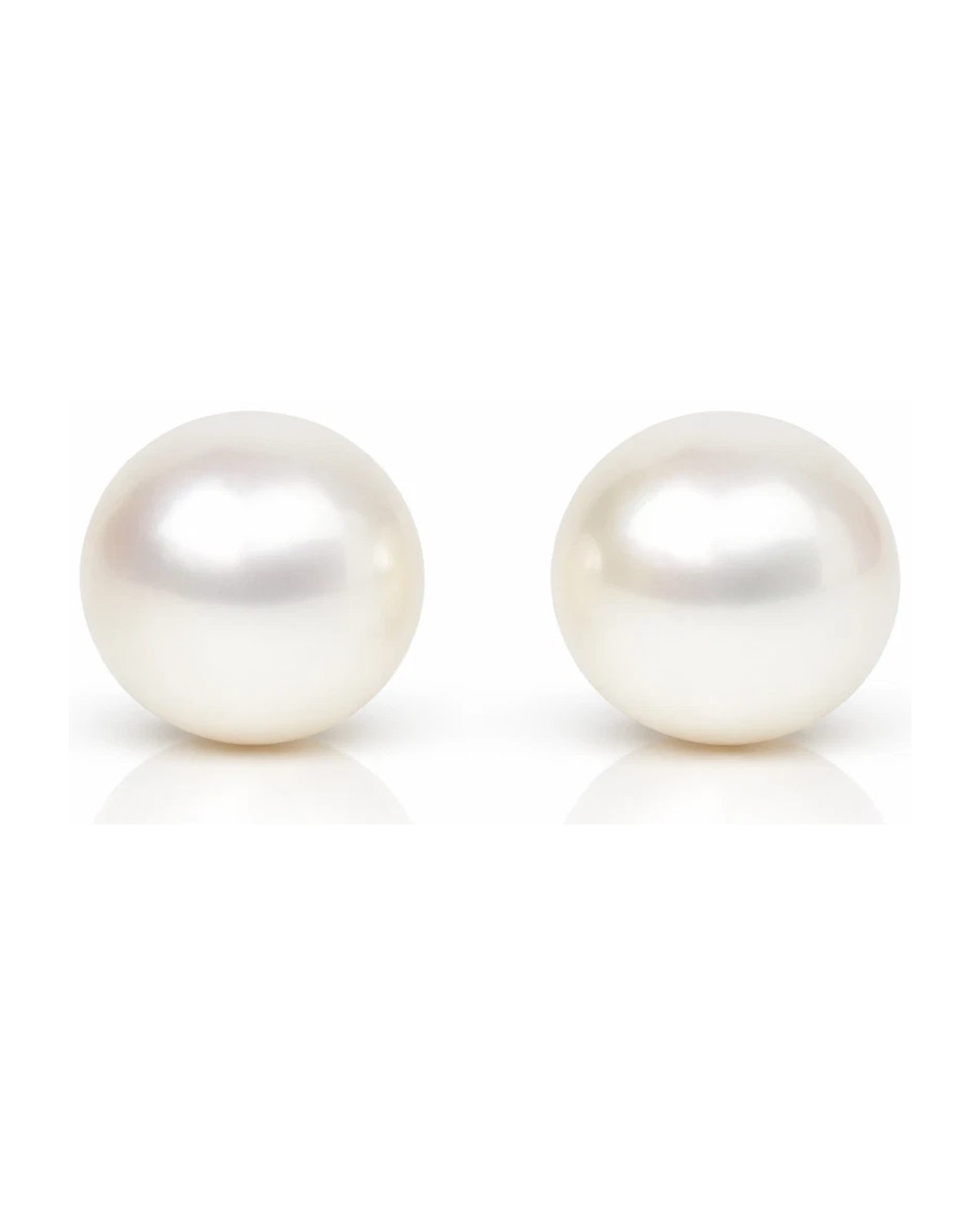 14K Yellow Gold Genuine White Pearl Stud Earrings with Screw Back - 3mm to 8.5mm