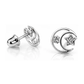 14K Yellow and White Gold Moon and Star CZ Stud Earrings with Screw Back