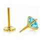 14K Yellow Gold CZ Birthstone Cartilage Barbell Earring with Screw Back - 2mm to 4mm