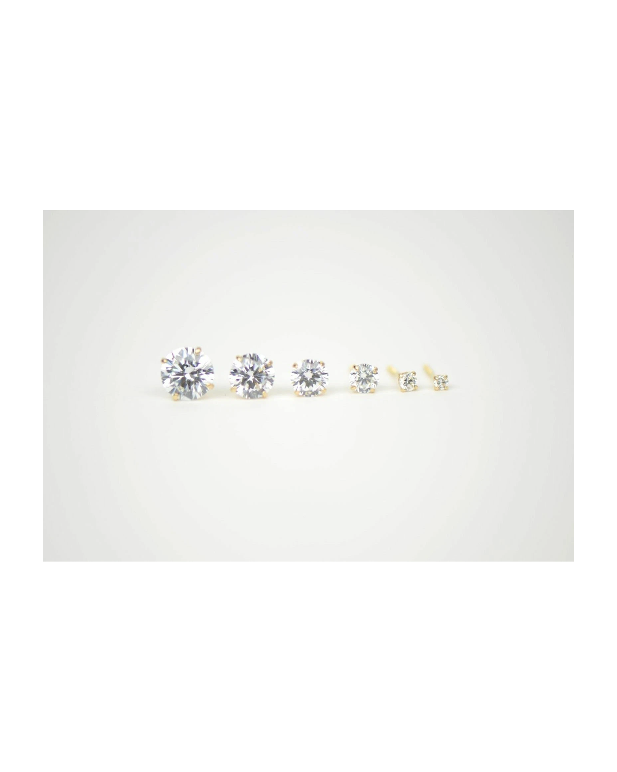 14K Yellow Gold Round CZ Stud Earrings with Screw Back - 2.0mm to 7.0mm