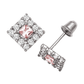 14K Yellow and White Gold CZ Birthstone Stud Earrings with Screw Back