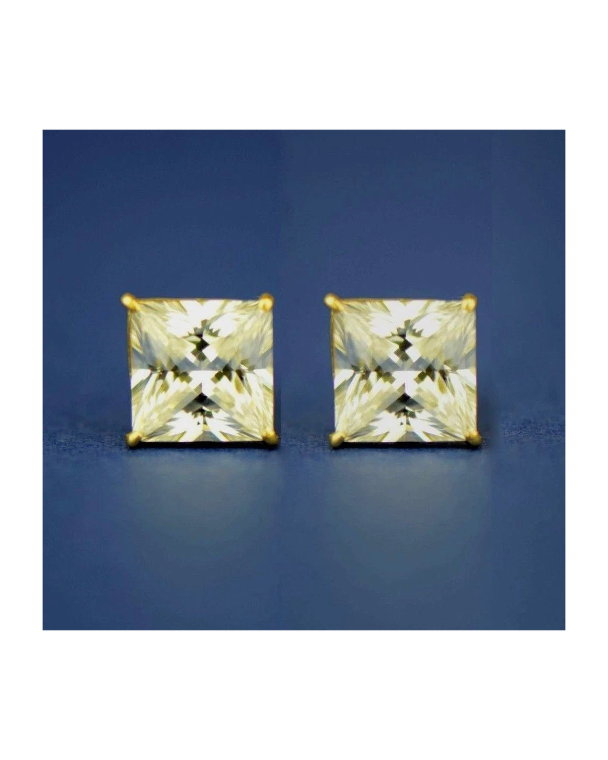 14K Yellow Gold Square CZ Stud Earrings with Screw Back - 3x3mm to 10x10mm