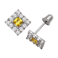 14K Yellow and White Gold CZ Birthstone Stud Earrings with Screw Back