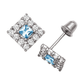 14K Yellow and White Gold CZ Birthstone Stud Earrings with Screw Back
