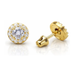 14K Yellow Gold Halo CZ Birthstone Stud Earrings with Screw Back
