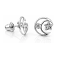 14K Yellow and White Gold Moon and Star CZ Stud Earrings with Screw Back