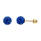 14K Yellow Gold Round Crystal Ball Stud Earrings with Screw Back - 10mm