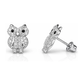14K Yellow and White Gold Owl CZ Stud Earrings with Screw Back