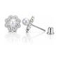14K Yellow and White Gold Flower Pearl CZ Birthstone Stud Earrings with Screw Back