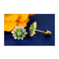 14K Yellow Gold Flower CZ Stud Earrings with Screw Back
