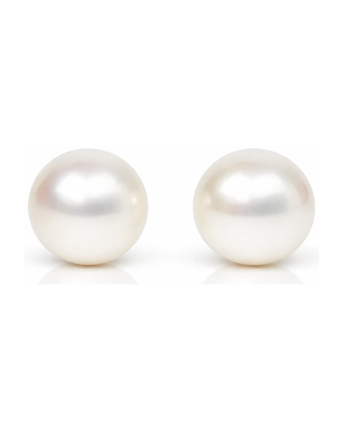 14K Yellow Gold Genuine White Pearl Stud Earrings with Screw Back - 3mm to 8.5mm