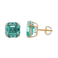 14K Yellow Gold Asscher Cut CZ Stud Earrings with Screw Back - 5mm to 10mm