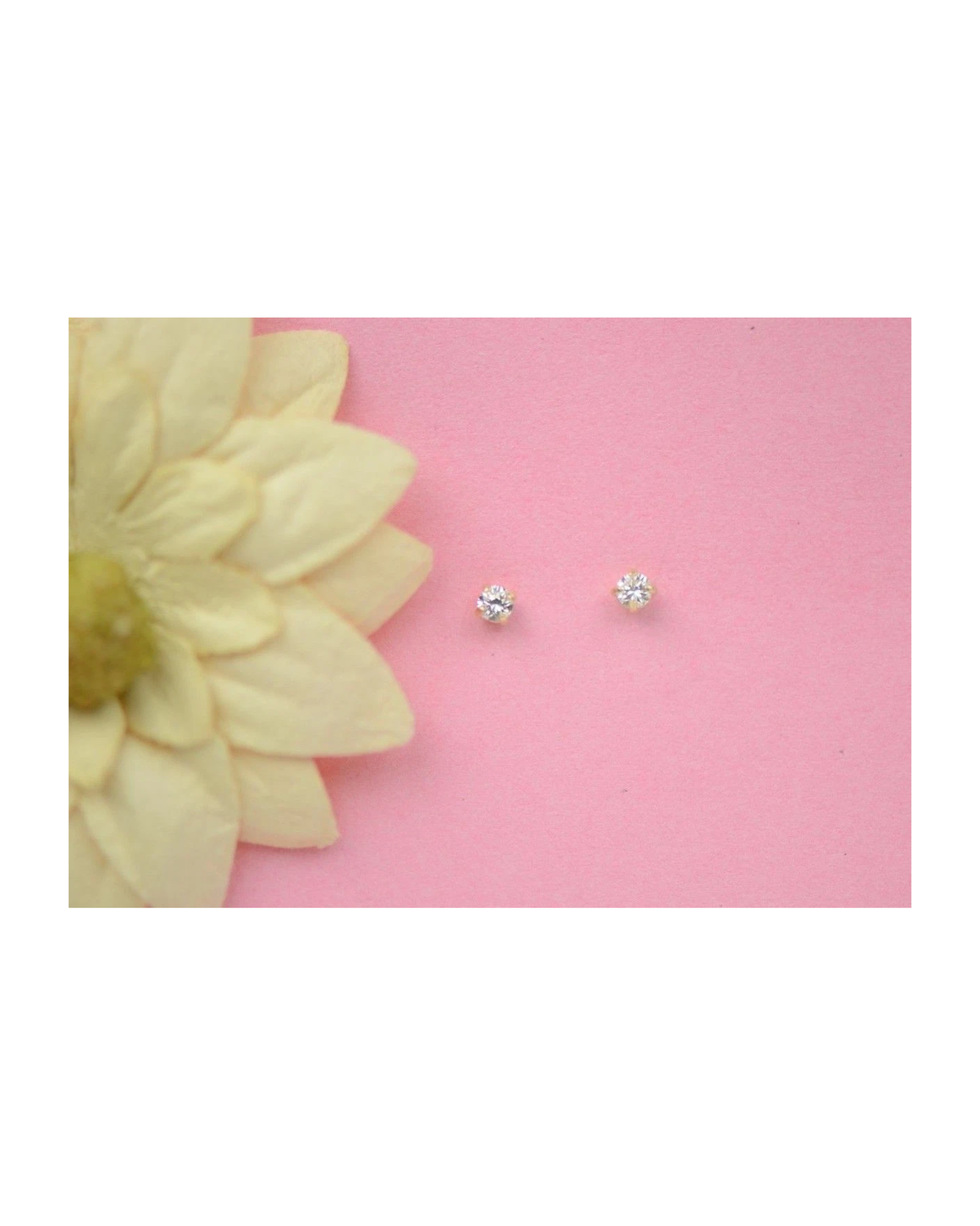 14K Yellow Gold Round CZ Stud Earrings with Screw Back - 2.0mm to 7.0mm