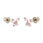 14K Yellow and White Gold Tiny Butterfly CZ Stud Earrings with Screw Back