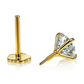 14K Yellow Gold CZ Birthstone Cartilage Barbell Earring with Screw Back - 2mm to 4mm