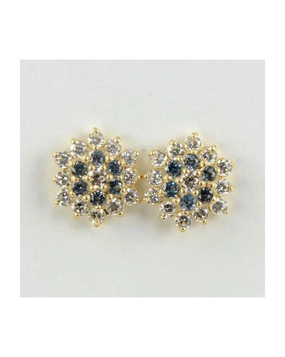 14K Yellow Gold Flower CZ Stud Earrings with Screw Back