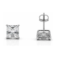 14K White Gold Square CZ Stud Earrings with Screw Back - 3x3mm to 10x10mm