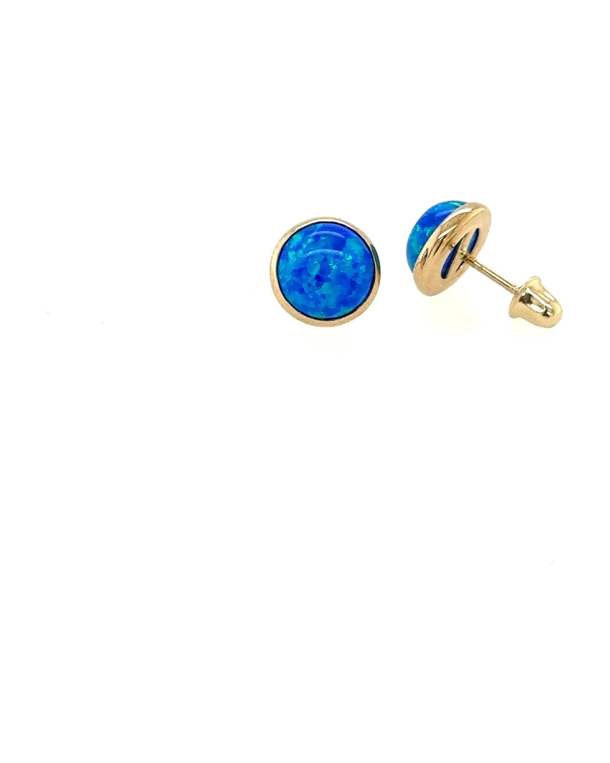 14K Yellow Gold Opal Stud Earrings with Screw Back - 3mm to 8mm