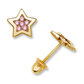 14K Yellow Gold Star CZ Stud Earrings with Screw Back