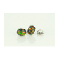 14K Yellow and White Gold Oval Opal Stud Earrings with Screw Back