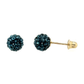 14K Yellow Gold Round Crystal Ball Stud Earrings with Screw Back - 10mm