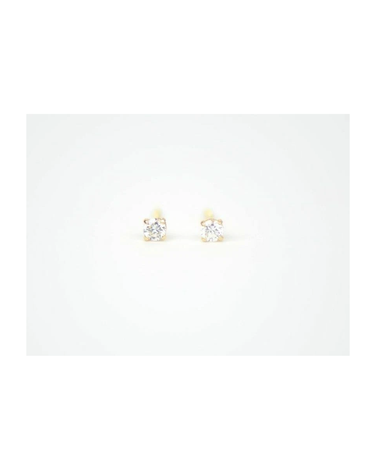 14K Yellow Gold Round CZ Stud Earrings with Screw Back - 2.0mm to 7.0mm